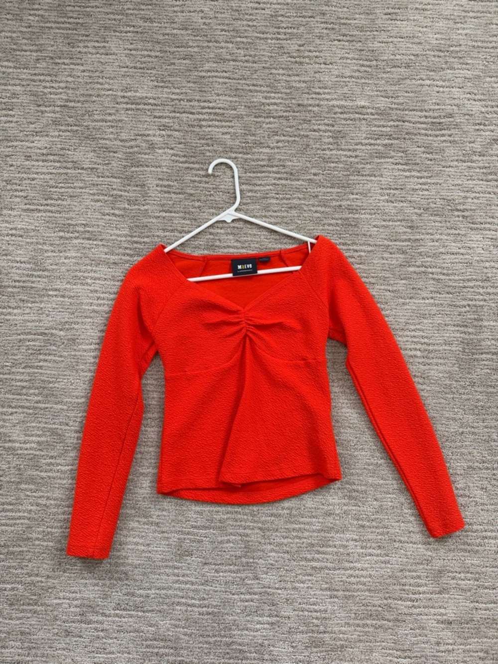 Maeve by Anthropology Long-Sleeve Gathered Front Women's Top, orange size XS